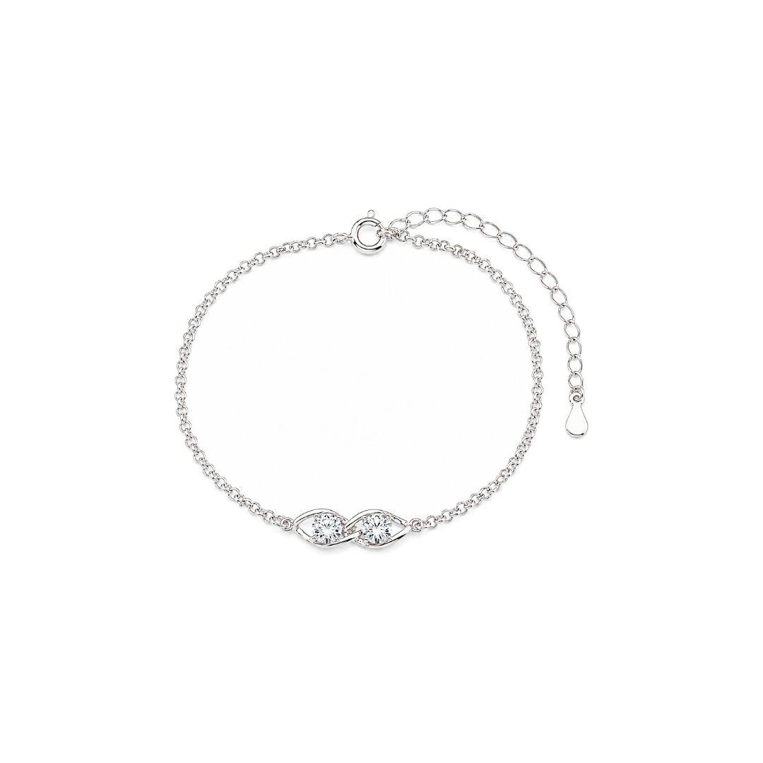 Pulseira Infinito Duplo Cravejado Prata