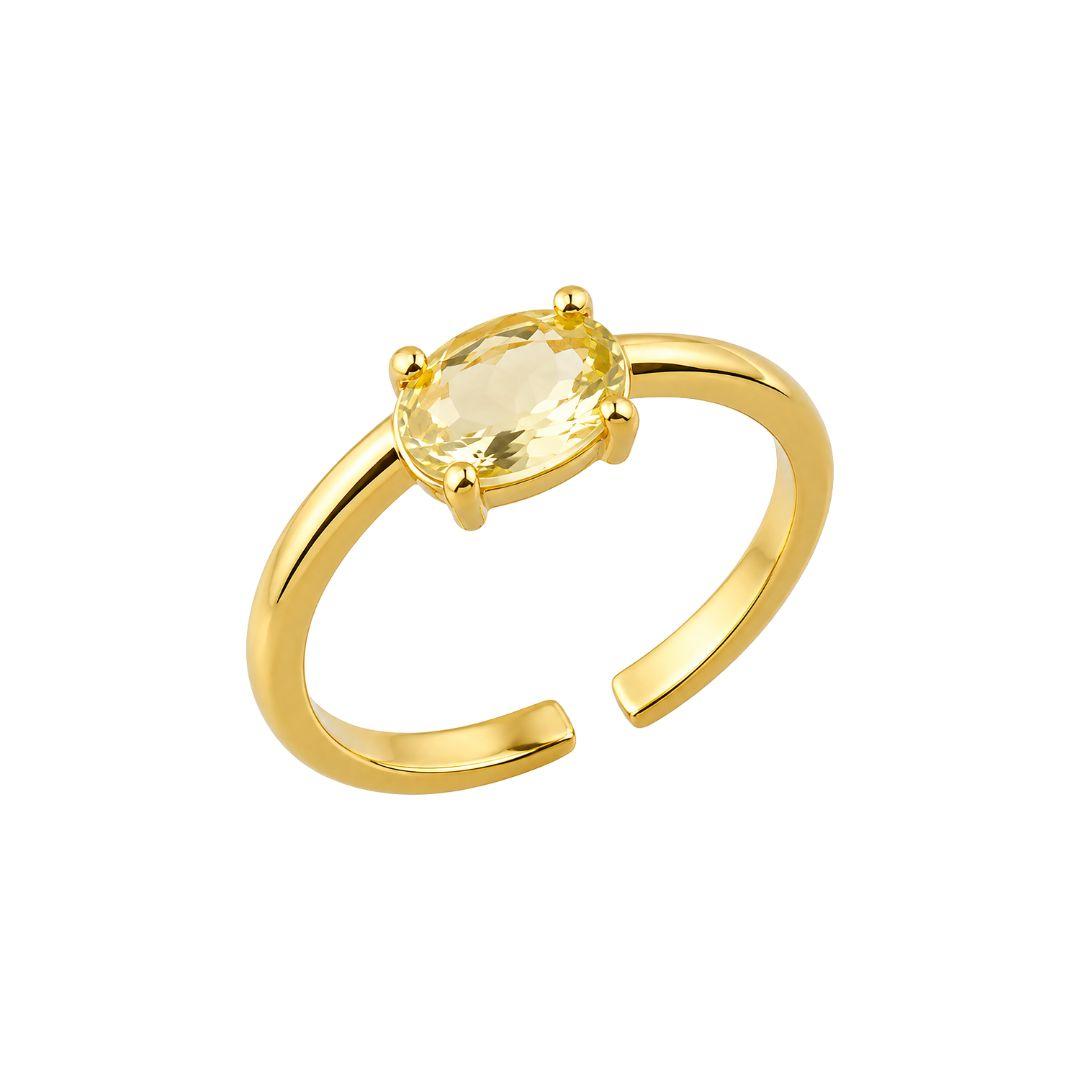 Anel Ajustável Cristal Amarelo Ouro