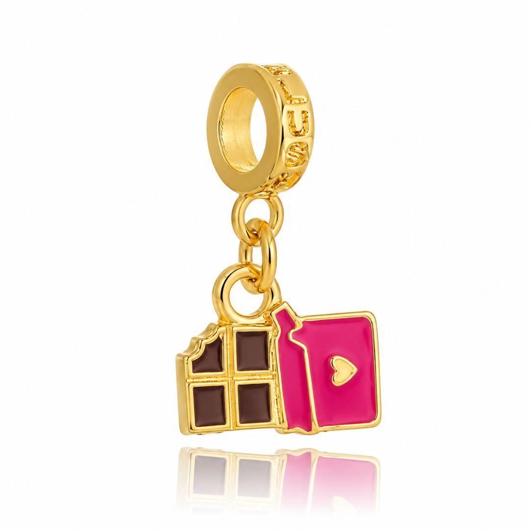Berloque Barra de Chocolate Pink Plush Ouro
