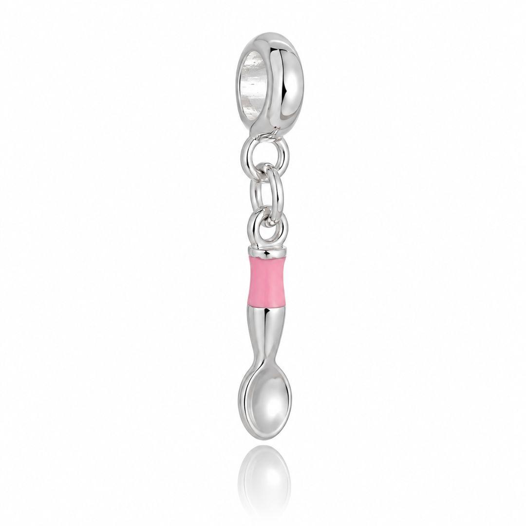 Berloque Colher Rosa Plush Prata