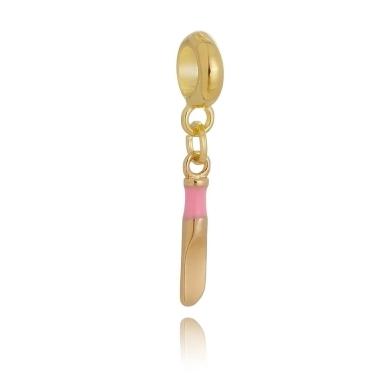 Berloque Faca Rosa Plush Ouro