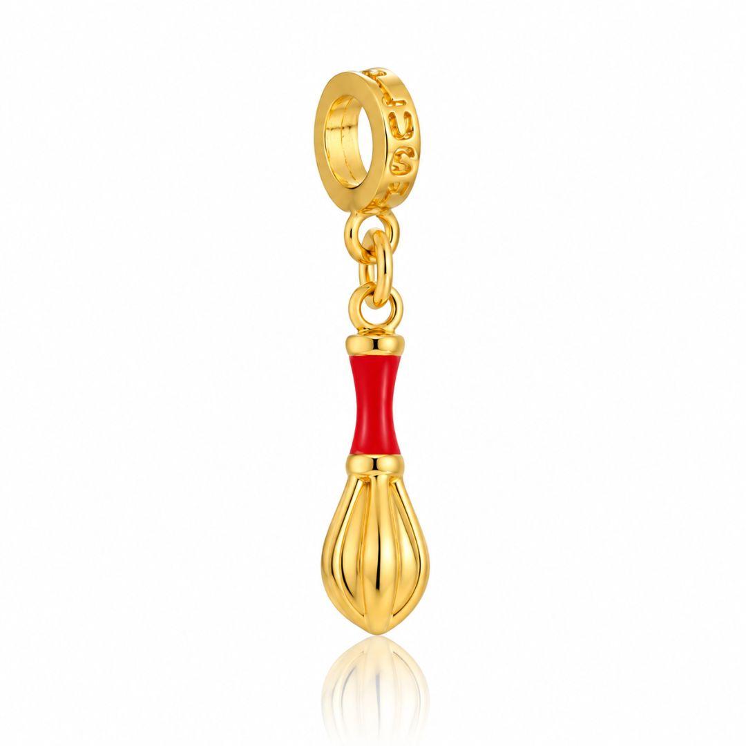Berloque Fouet Vermelho Plush Ouro