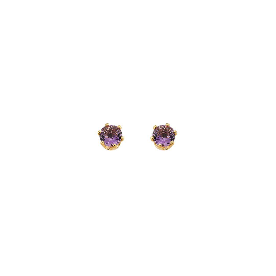 Brinco Ponto de Luz Roxo M Ouro